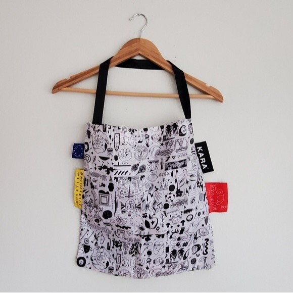 KARA black and white cartoon duster tote bag - Picture 1 of 9